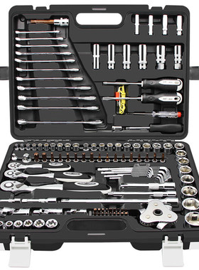 套筒套管套装棘轮扳手修车汽修汽车维修车用修理工具箱多功紫色