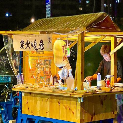 烧鸟摆摊车防腐木售货车