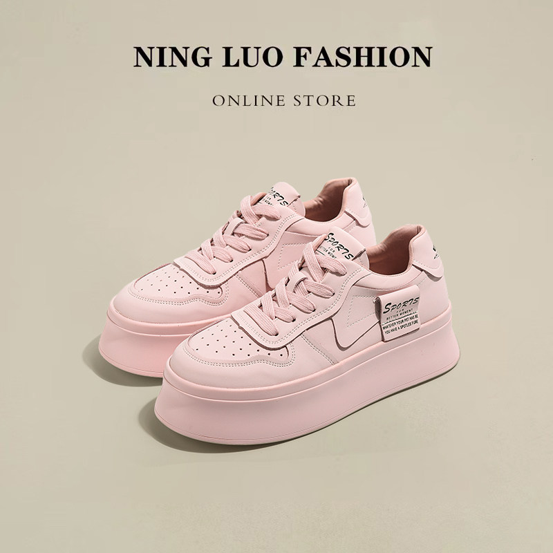 LEMON LUO 20 TO 30 YEARS OLD WOMEN CHOOSE  THICK-SOLED FLATFORM BOARD SHOES WOMENS 2022 AUTUMN PINK ATHLEISURE WOMENS SHOES