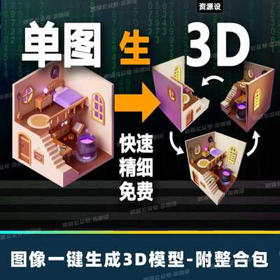 图片一键生成3D模型TRELLIS软件AI建模工具2d图转3d图片转3D模型