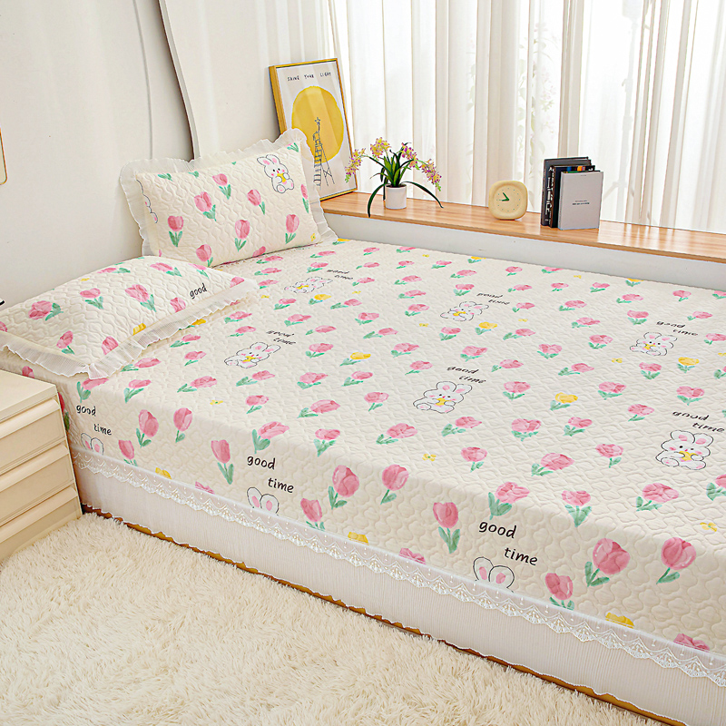 全棉榻榻米床盖三件套夹棉加厚