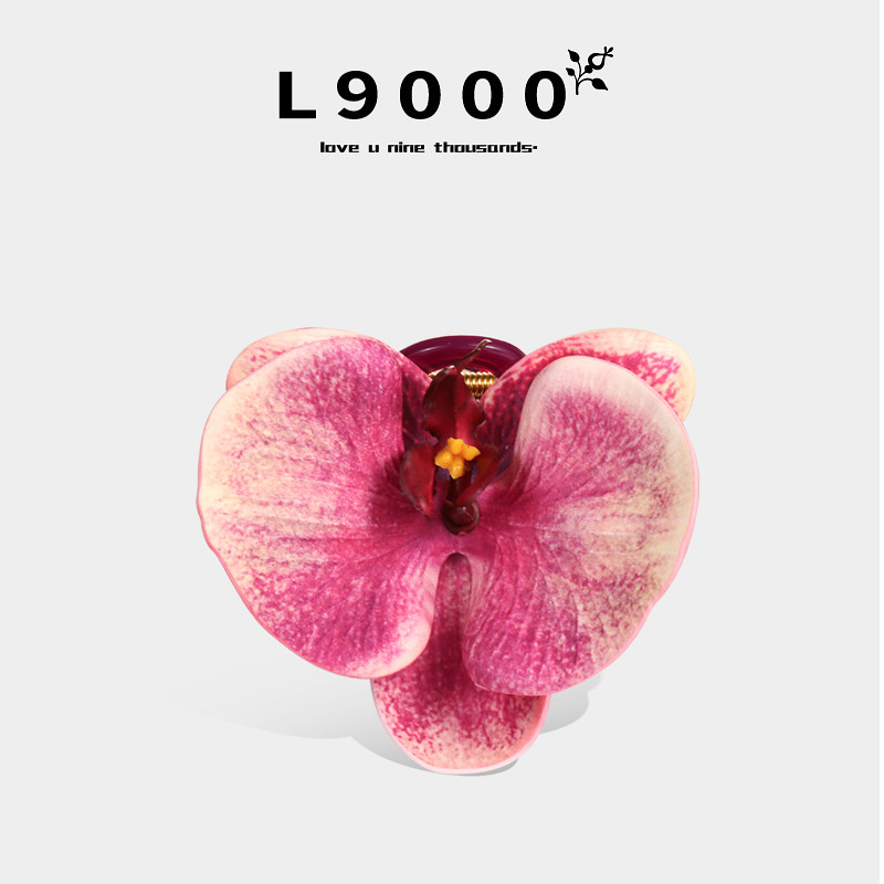 L9000/海边度假粉色永生花抓夹高级头饰蝴蝶兰发夹新款精致发卡女