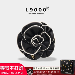 L9000/超仙小香风发卡黑白山茶花抓夹女高端精致发夹气质头饰女士