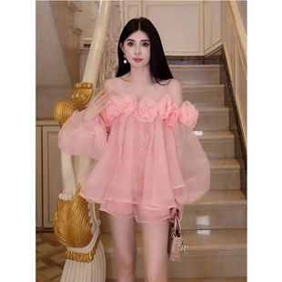 贵气感千金穿搭独特漂亮气质高级感粉色上衣短裤两件时尚套装女夏