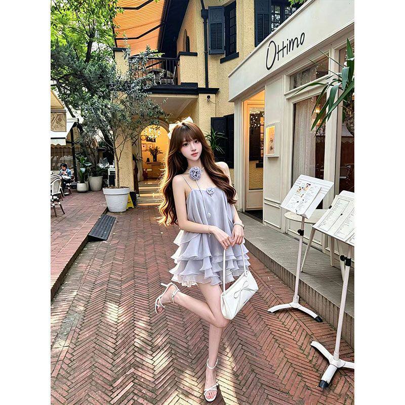 千金风抹胸无袖连衣裙女