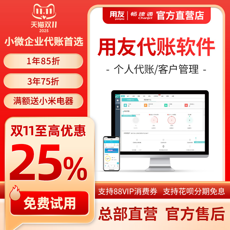 用友个人企业代账记账财务软件