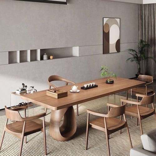 中式实木茶桌一体大板茶台现代简约办公室阳台长方形桌椅组合