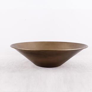 铁艺圆盘金属花器酒店古铜色花盆造景永生苔藓托盘花店软装摆饰品