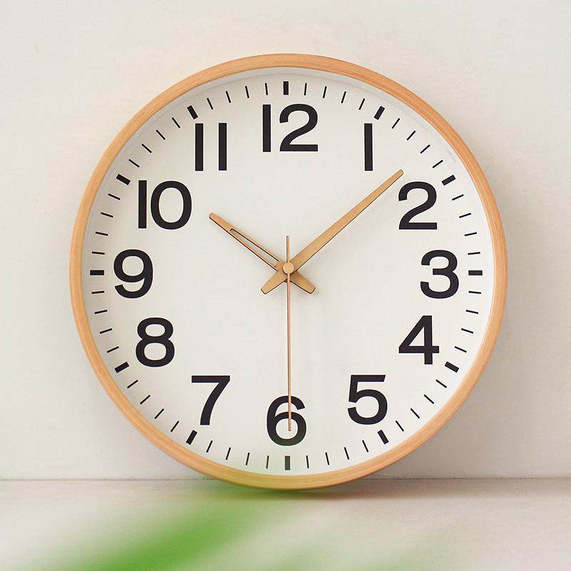 日式简约挂钟北欧时尚客厅大数字实木钟表卧室现代超静音圆形时钟,鲜花速递/花卉仿真/绿植园艺,割草机/草坪机,淘宝优惠券,粉丝福利购,淘宝优惠卷