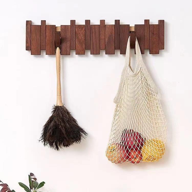 钢琴键实木挂衣钩入户隐形创意衣帽置物架卧室门后简易衣帽架挂钩