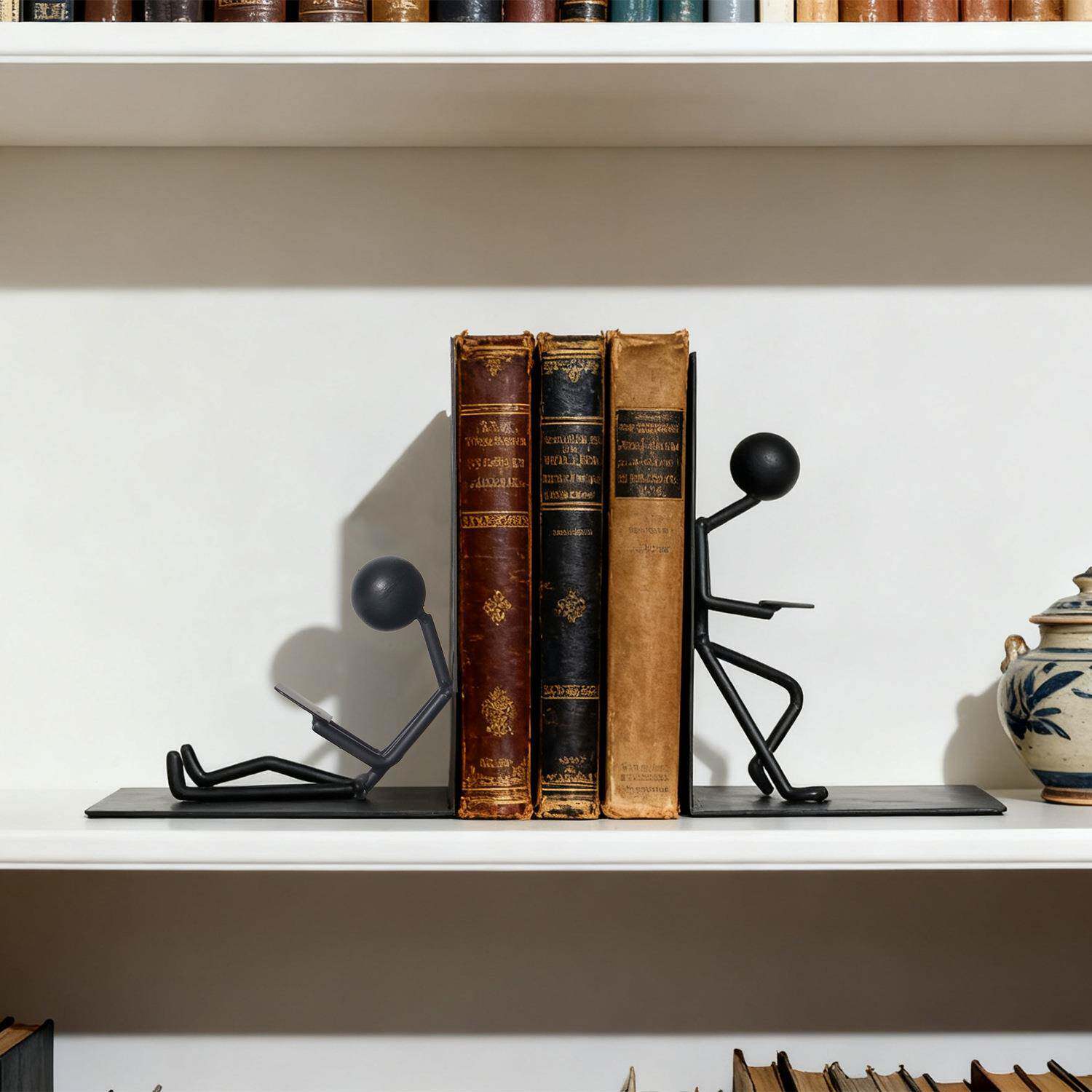 装饰书立金属黑色重型书架现代几何设计书架装饰家庭图书馆办公室