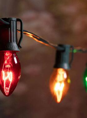 热销品C7彩色灯串钨丝25FT25灯防水IP44节日装饰led灯