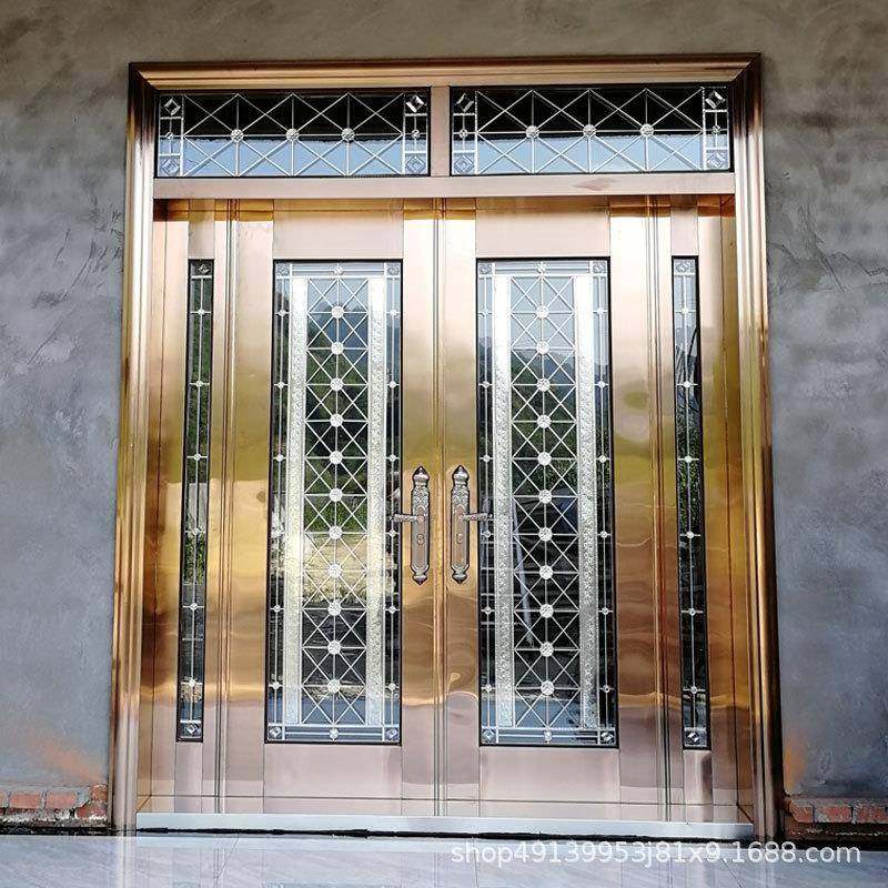 定]制304不锈钢门大门双开门单门家用乡村别墅入户进户防盗门