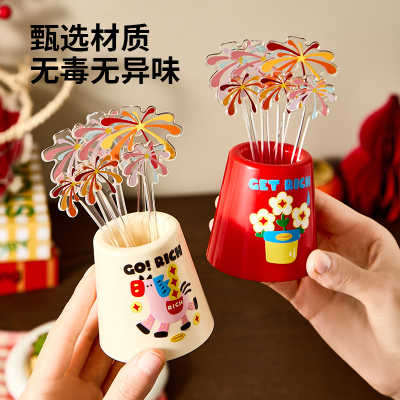 水果叉水果签瓶装一次性塑料