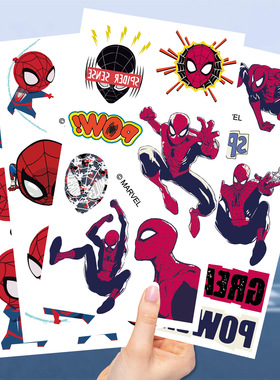 20张蜘蛛侠纹身贴儿童无毒可洗装饰贴生日聚会派对趣味卡通脸贴。