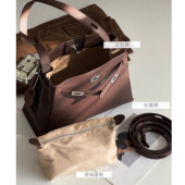 精致头层小牛皮荔枝纹凯莉包单肩中古包女轻奢感小香风真皮hobo包