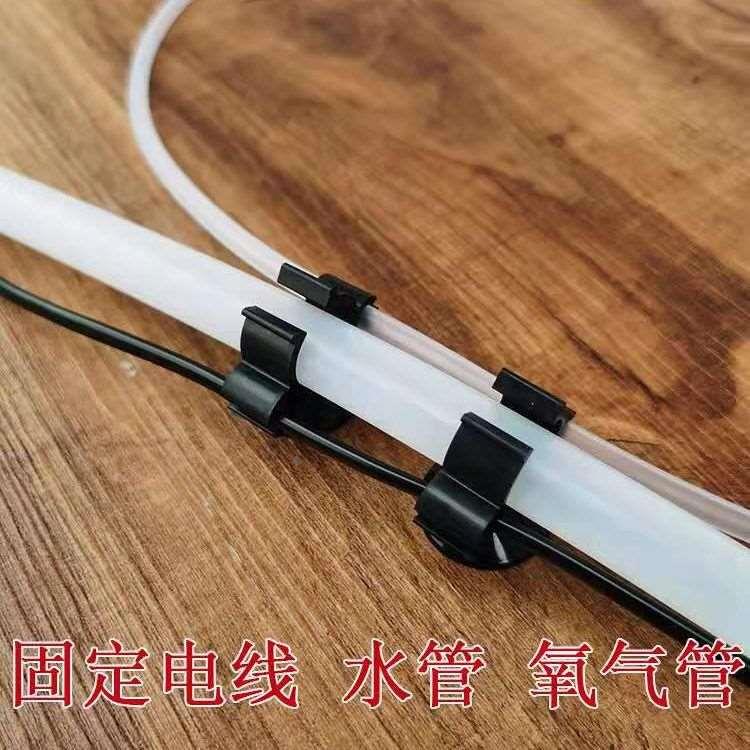 鱼缸氧气管电线水管温度计固定双卡头卡扣水族灯管加热棒强力吸盘