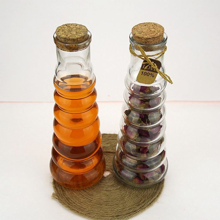 创意玻璃容器新款350ML玻璃饮料瓶 花茶瓶 葫芦瓶 木塞瓶