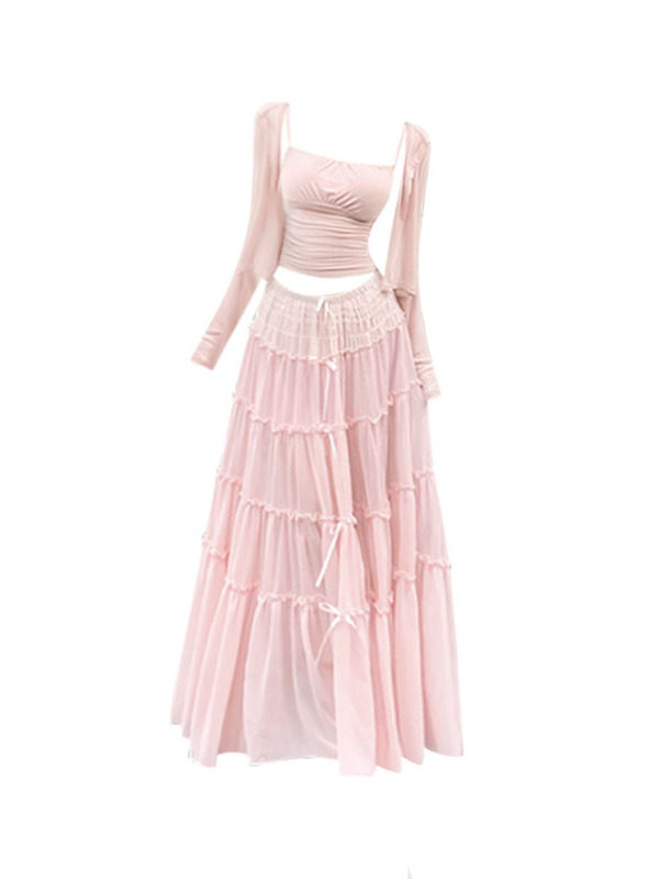 3-Piece Skirt Set with Sun-Protective Cardigan - Taobao product photo 3