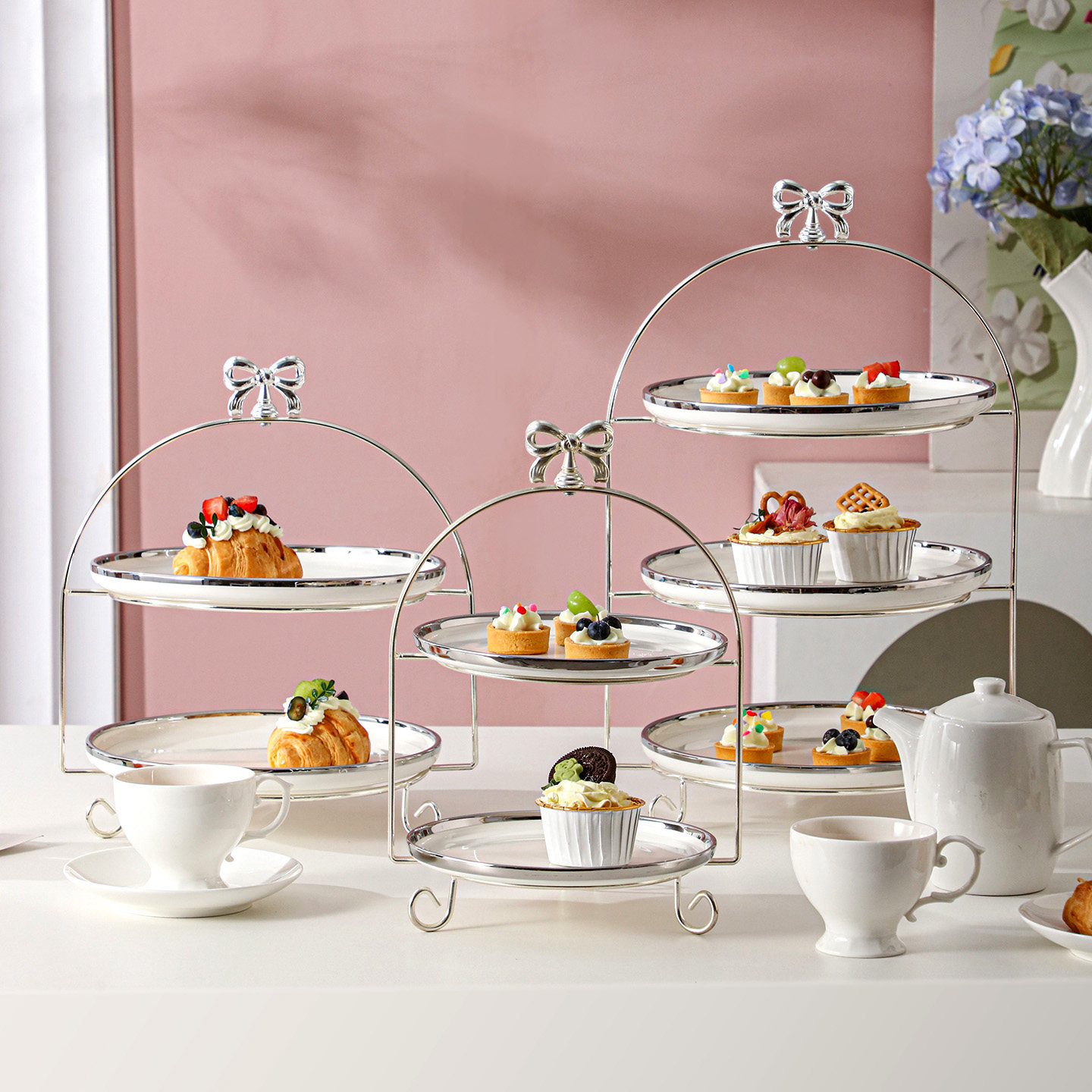 轻奢多层水果盘家用糖果盘子蛋糕托盘甜品台摆件欧式下午茶点心盘