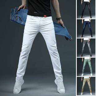 Men Trousers Slim Fit man white jeans Skinny Pants牛仔长裤男