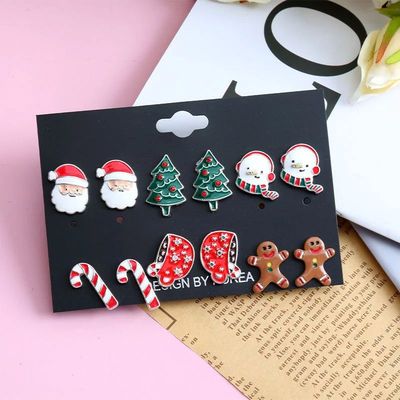 Christmas Stud Earrings For Women Santa Claus Snowflake Earr