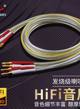 HiFi音箱线发烧级6N无氧铜镀银喇叭线专业音响线香蕉头中置环绕线