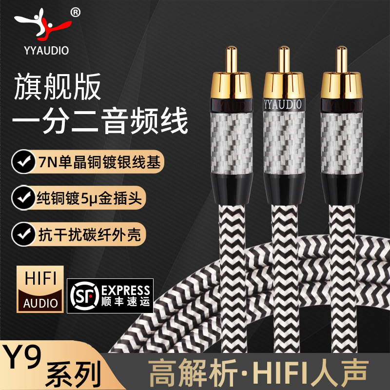 杨阳莲花一分二低音炮2RCA音频线