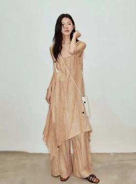 Ress M 中长款不规则连衣裙女春夏季新款无袖吊带裙子05017