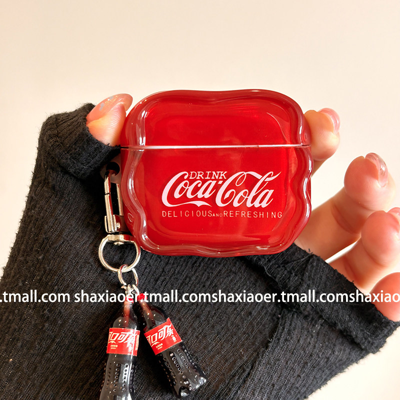 中国风可口可乐带挂件适用airpodspro2保护套新4代airpods3耳机套二代苹果airpodspro耳机保护套喜庆红色高级,3C数码配件,耳机保护套,淘宝优惠券,粉丝福利购,淘宝优惠卷