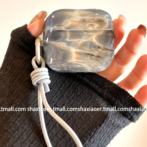 适用苹果耳机壳高级感水波纹