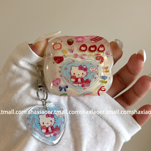 可爱爱心HelloKitty猫适用airpodspro3保护套新4代airpods3耳机套二代苹果airpodspro耳机保护套无线蓝牙耳机