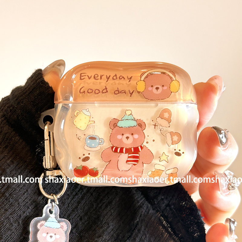 适用苹果耳机壳可爱卡通小熊