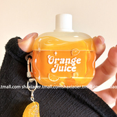 ins风橙汁水瓶盖适用airpods4保护套新3代airpodspro2耳机套二代苹果耳机保护套airpodspro3耳机保护壳韩风潮