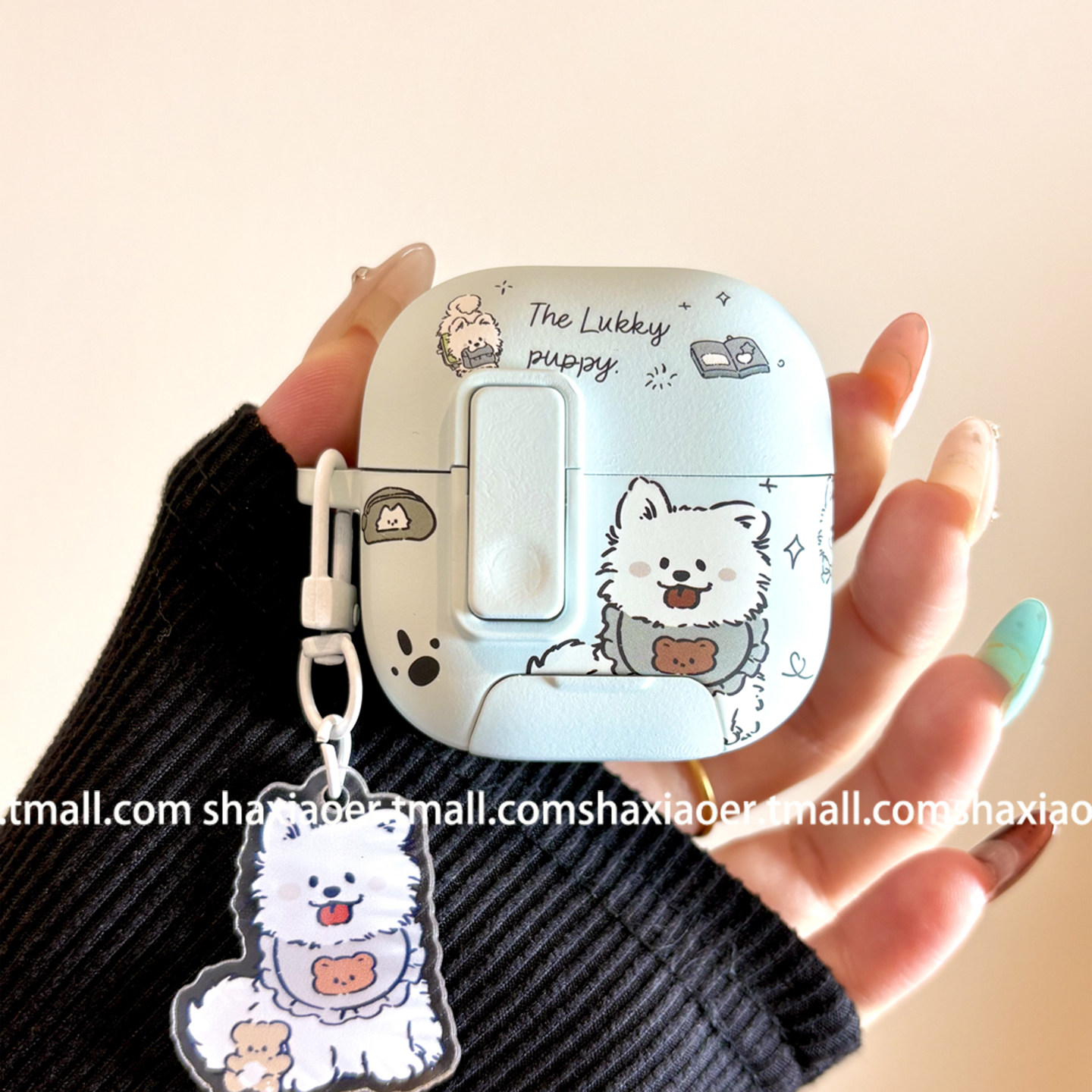 可爱萨摩耶一体式卡扣适用华为freeclip2耳机保护壳夹耳2保护套7i华为耳机保护套女款buds蓝牙盒耳机套防指纹