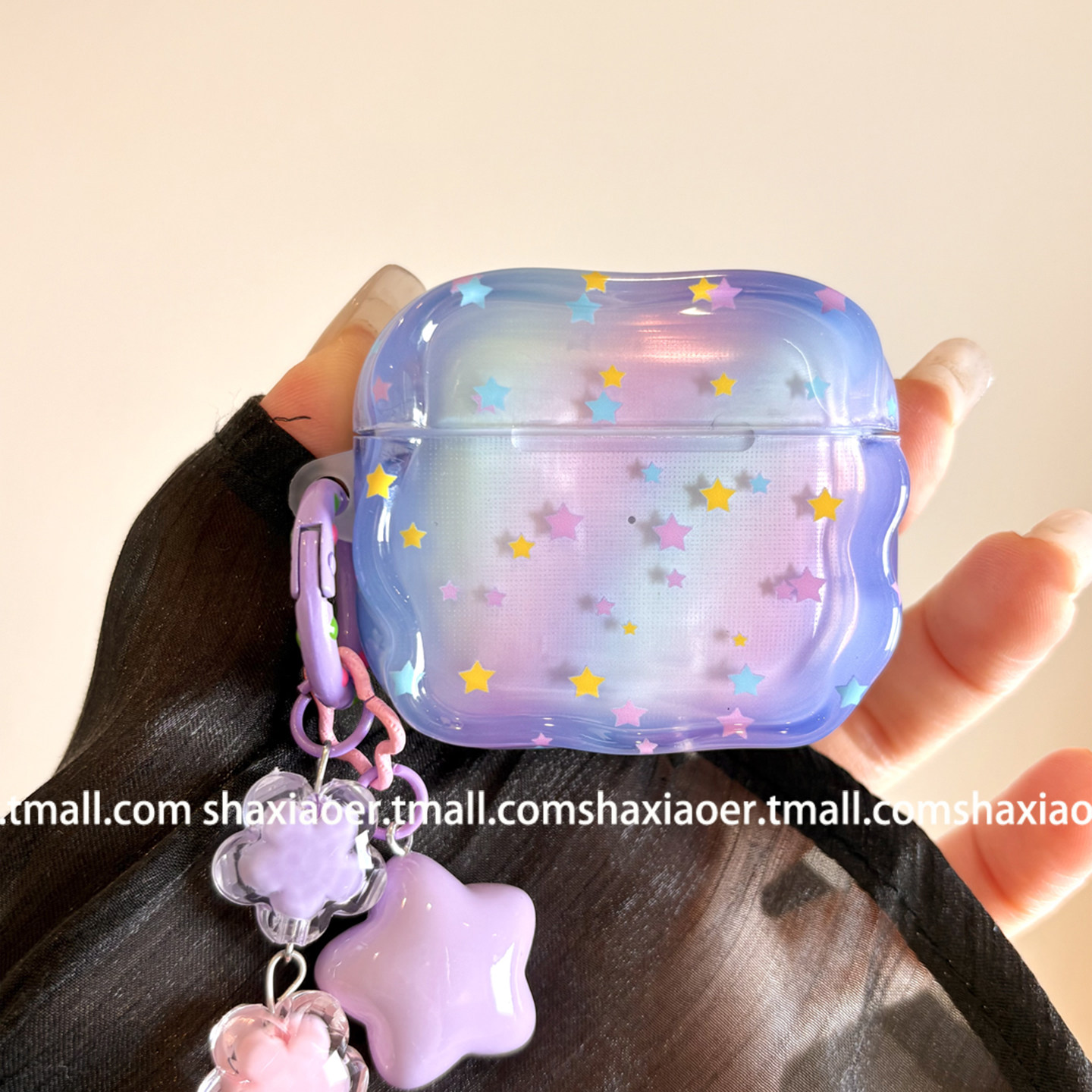 ins风渐变紫色星星适用airpods4保护壳airpodspro3保护套新款苹果耳机保护壳pro2耳机套女款二三4代耳机壳潮