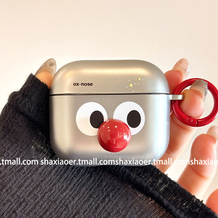 立体红鼻搞怪表情适用airpods4保护壳airpodspro3保护套新款 二三4代耳机壳电镀 苹果耳机保护壳pro2耳机套女款