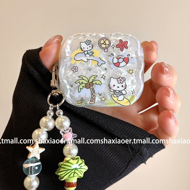 韩风贝壳纹冲浪HelloKitty耳机壳