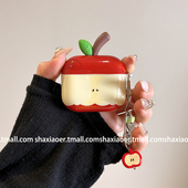 立体红苹果带挂饰适用airpodspro3保护套新4代airpods3耳机套二代苹果airpodspro2耳机保护套无线蓝牙耳机壳