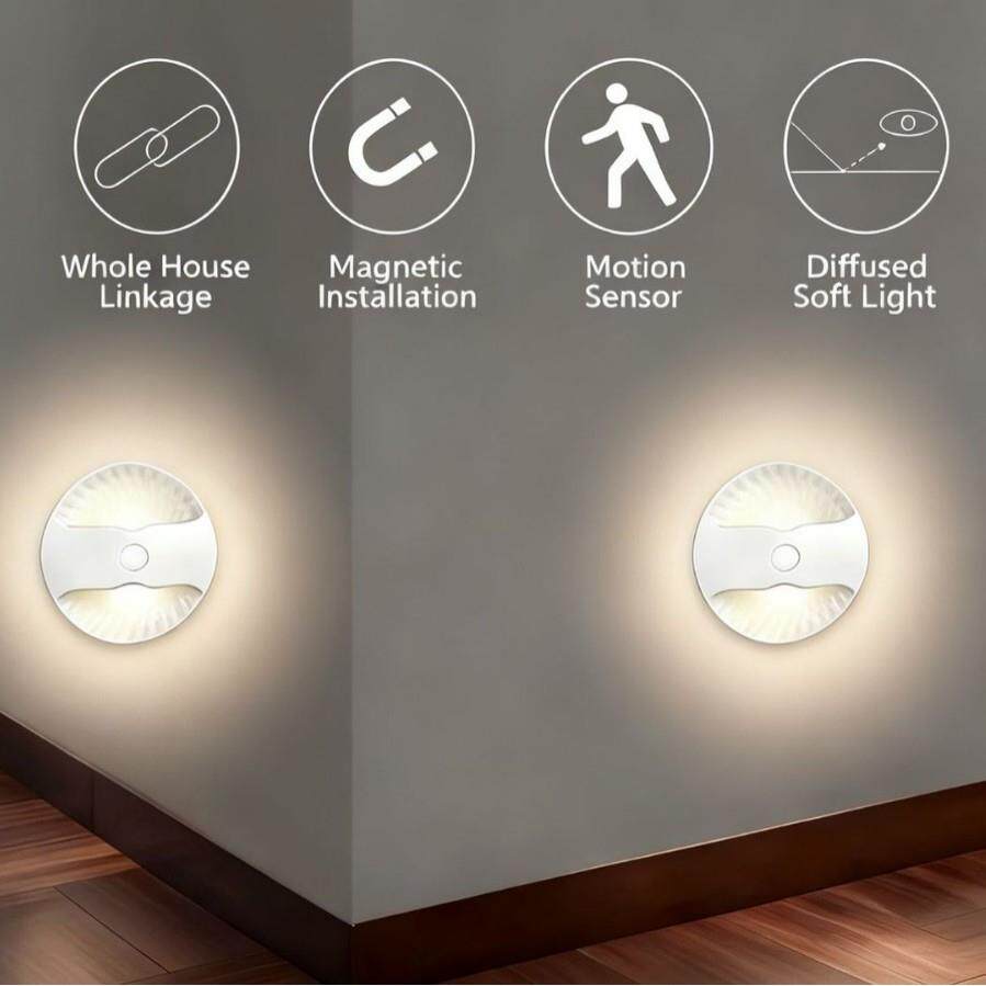 跨境线智能联动人体感应灯卧室橱柜楼梯灯LED迷你磁吸小夜灯