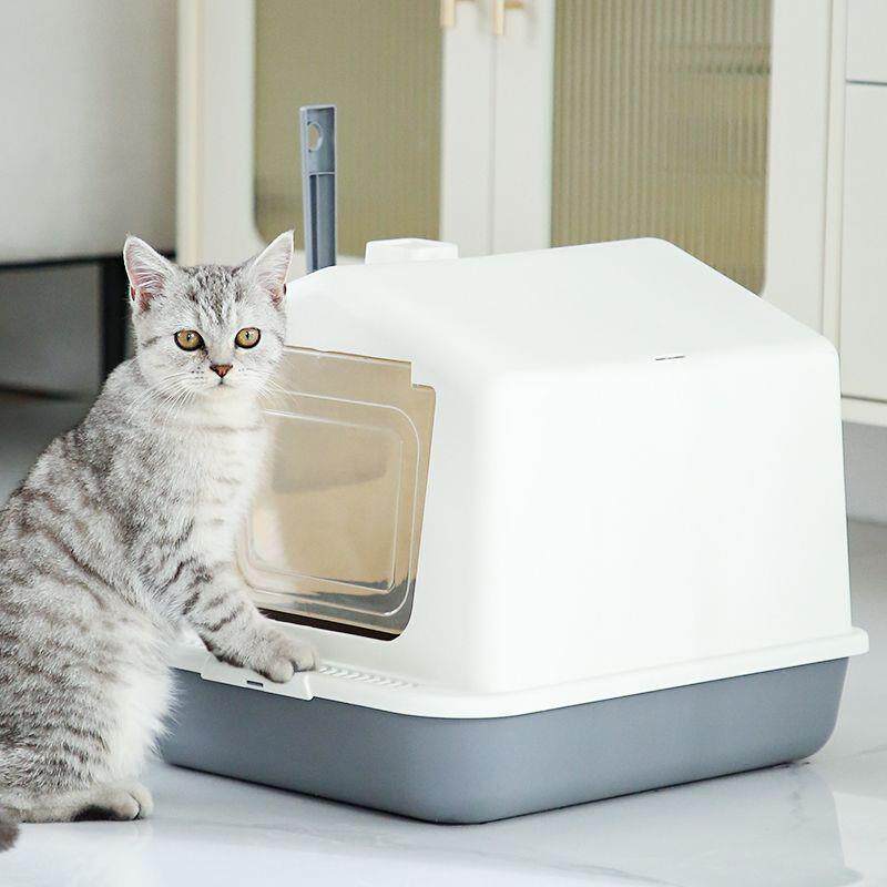 翻盖猫砂盆全封闭猫厕所超大号防外溅猫沙盆半封闭幼猫便携猫屎盆