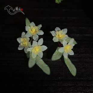 古风水仙花发夹儿童对夹汉服配饰烫花头花头饰发饰2025新款春夏季