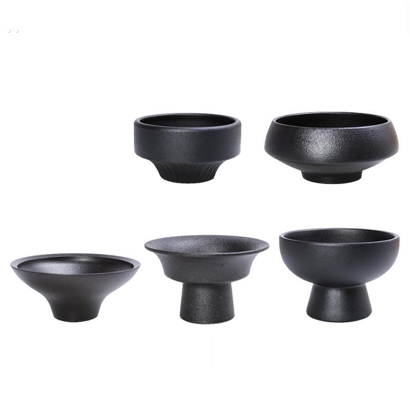 无孔水培器皿铜钱草苔藓微景观陶瓷创意摆件黑色蕨类植物专用花盆