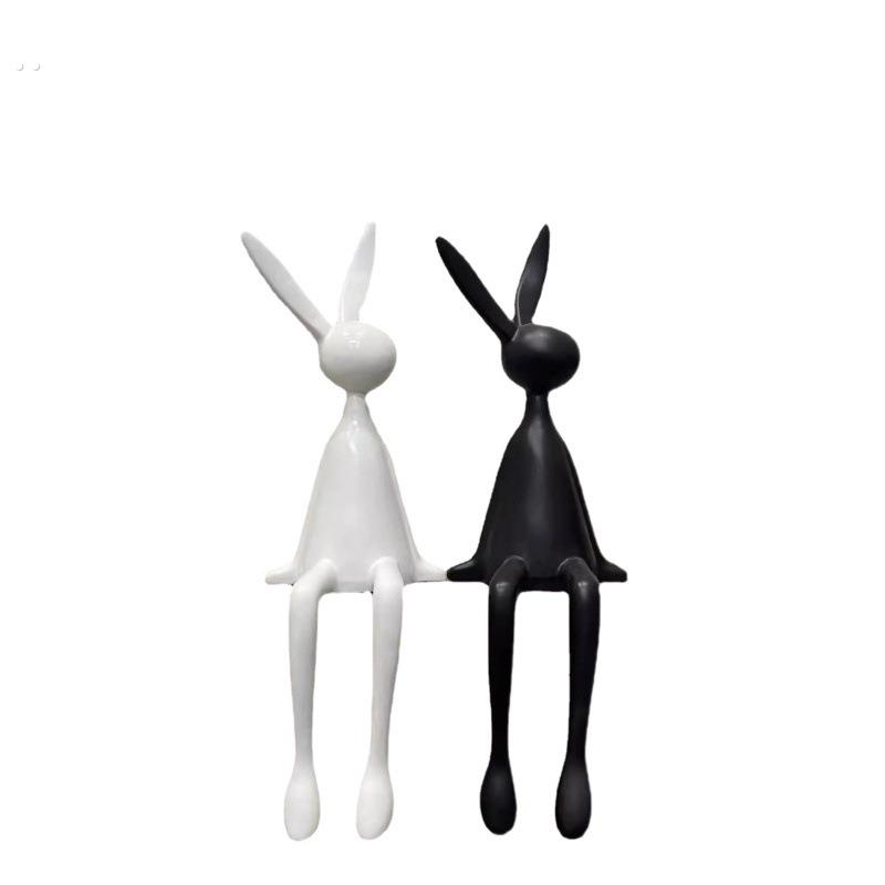 创意简约雕塑长耳朵坐姿兔子玄关轻奢装饰品