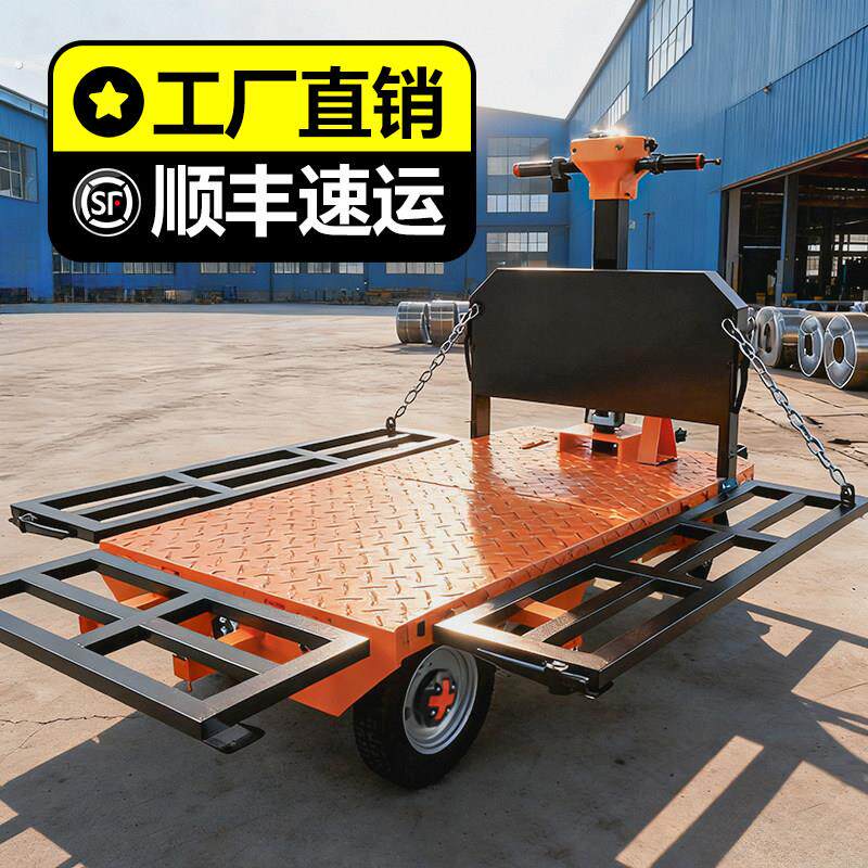 电动平板车搬运车建筑工地拉砖仓库拉货载重手推车养殖三轮运输车