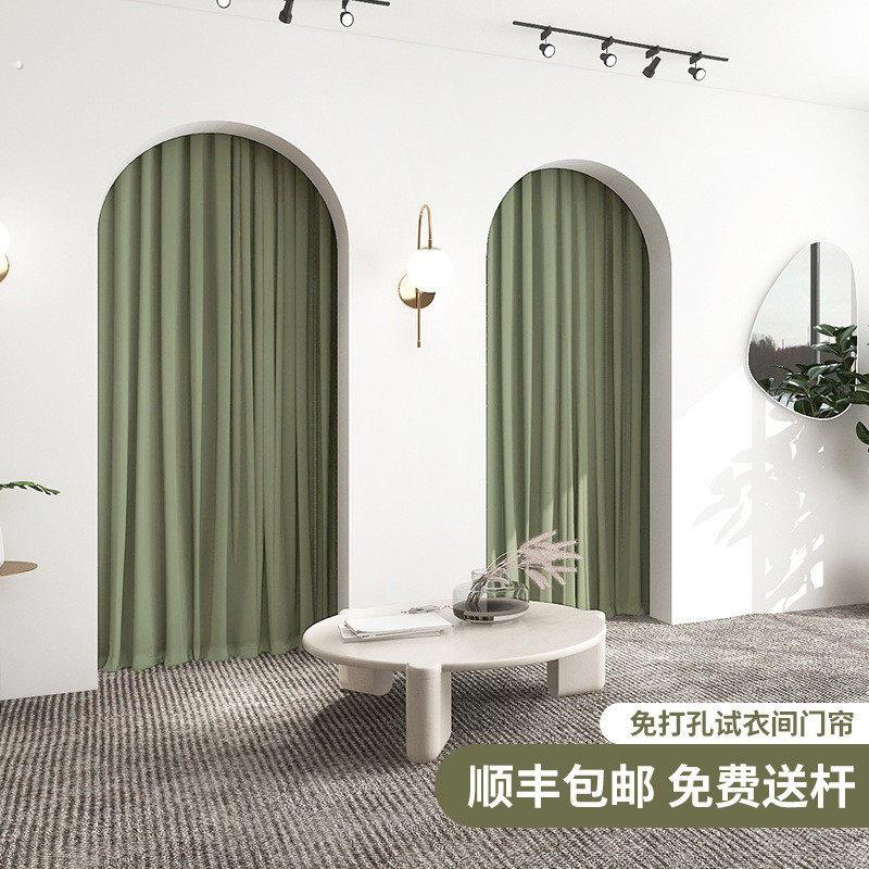 试衣间门帘服装店更衣室隔断布帘门帘隔断窗商场拱门丝绒窗帘图片