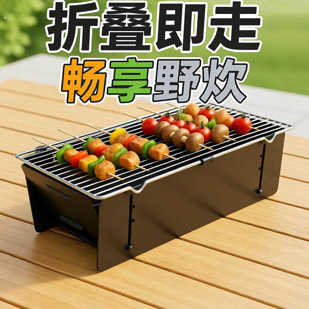 大号/45公分战术折叠烤炉(2.0耐高温热轧板)不锈钢秒折叠烧烤架