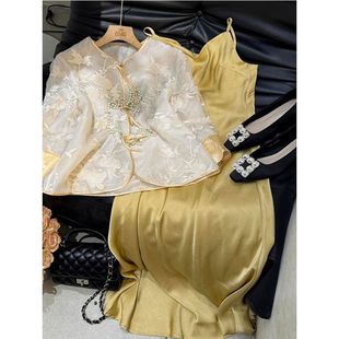 上衣吊带连衣裙子套装 搭配一整套新中式 防晒衬衫 夏装 女装 国风薄款