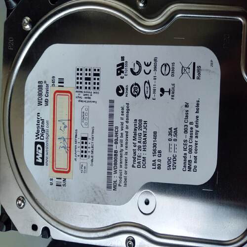 维修检查WD80G工控机ide硬盘。WD800BB  W议价