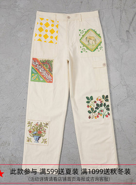 【五折】纽约设计师品牌Profound 民族风壁毯画 宽松直筒工装裤